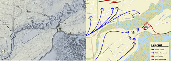 Aerial LiDAR view of Fort Lamar and Secessionville Battle Map